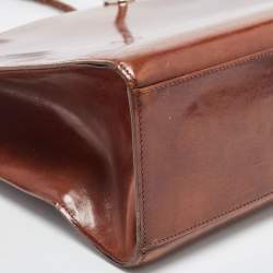 Pre Owned Cartier Brown Glossy Leather Panthere Braided Handle Tote