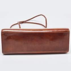 Pre Owned Cartier Brown Glossy Leather Panthere Braided Handle Tote