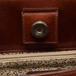 Pre Owned Cartier Brown Glossy Leather Panthere Braided Handle Tote