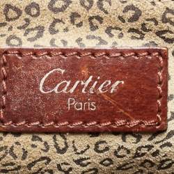 Pre Owned Cartier Brown Glossy Leather Panthere Braided Handle Tote