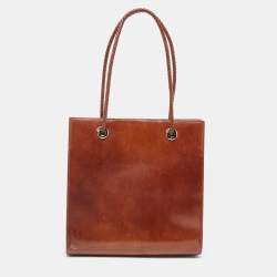 Pre Owned Cartier Brown Glossy Leather Panthere Braided Handle Tote