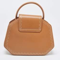 Pre Owned Cartier Tan Leather Mini Guirlande De Cartier Top Handle Bag