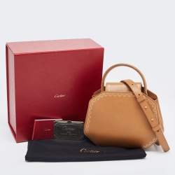 Pre Owned Cartier Tan Leather Mini Guirlande De Cartier Top Handle Bag