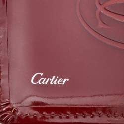 Pre Owned Cartier Red Patent Leather Happy Birthday French Wallet