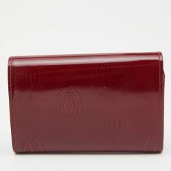 Pre Owned Cartier Red Patent Leather Happy Birthday French Wallet