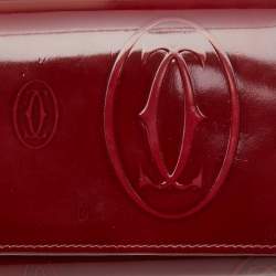 Pre Owned Cartier Red Patent Leather Happy Birthday French Wallet