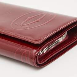 Pre Owned Cartier Red Patent Leather Happy Birthday French Wallet