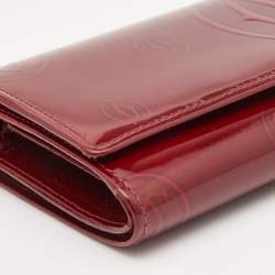 Pre Owned Cartier Red Patent Leather Happy Birthday French Wallet