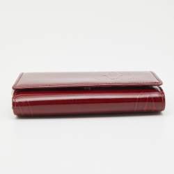 Pre Owned Cartier Red Patent Leather Happy Birthday French Wallet