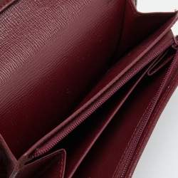 Pre Owned Cartier Burgundy Leather Marcello de Cartier Flap Compact Wallet