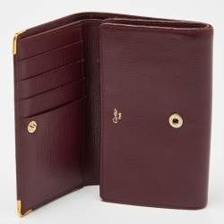 Pre Owned Cartier Burgundy Leather Marcello de Cartier Flap Compact Wallet