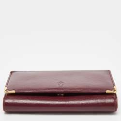 Pre Owned Cartier Burgundy Leather Marcello de Cartier Flap Compact Wallet