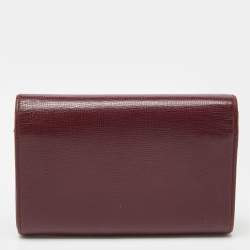 Pre Owned Cartier Burgundy Leather Marcello de Cartier Flap Compact Wallet