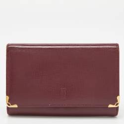 Cartier Burgundy Leather Marcello de Cartier Flap Compact Wallet