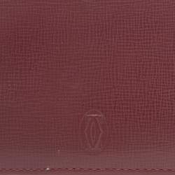 Pre Owned Cartier Burgundy Leather Marcello de Cartier Flap Compact Wallet