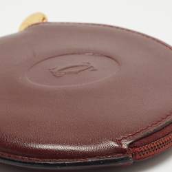 Pre Owned Cartier Burgundy Leather Must De Round Coin Purse