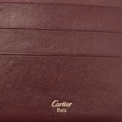 Pre Owned Cartier Burgundy Leather Card Holder