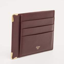 Pre Owned Cartier Burgundy Leather Card Holder