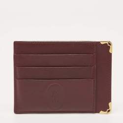 Pre Owned Cartier Burgundy Leather Card Holder