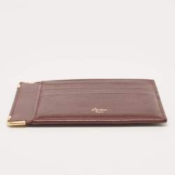 Pre Owned Cartier Burgundy Leather Card Holder