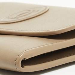 Pre Owned Cartier Beige Leather Must De Cartier Flap Card Case