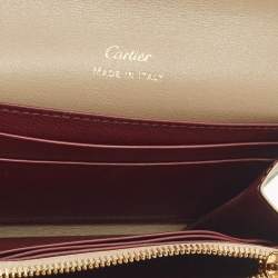 Pre Owned Cartier Beige Leather Must De Cartier Flap Card Case