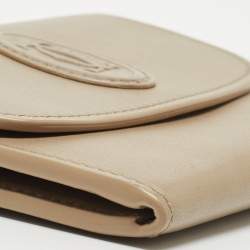 Pre Owned Cartier Beige Leather Must De Cartier Flap Card Case