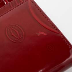 Pre Owned Cartier Dark Red Patent Leather Happy Birthday Continental Wallet
