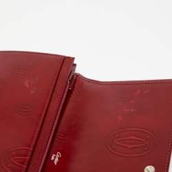 Pre Owned Cartier Dark Red Patent Leather Happy Birthday Continental Wallet