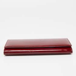Pre Owned Cartier Dark Red Patent Leather Happy Birthday Continental Wallet