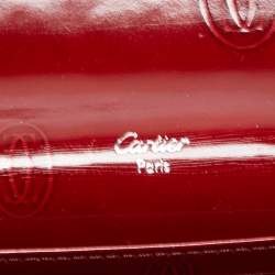 Pre Owned Cartier Dark Red Patent Leather Happy Birthday Continental Wallet