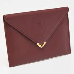 Pre Owned Cartier Burgundy Leather Must de Cartier Envelope Wallet