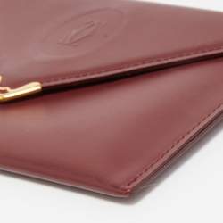 Pre Owned Cartier Burgundy Leather Must de Cartier Envelope Wallet