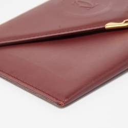 Pre Owned Cartier Burgundy Leather Must de Cartier Envelope Wallet