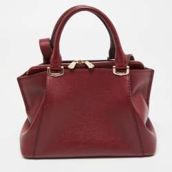 Pre Owned Cartier Red Leather Mini C de Cartier Satchel