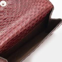 Pre Owned Cartier Burgundy Snakeskin Envelope Flap Wallet