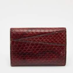 Pre Owned Cartier Burgundy Snakeskin Envelope Flap Wallet