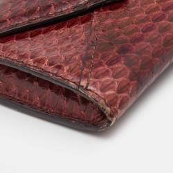 Pre Owned Cartier Burgundy Snakeskin Envelope Flap Wallet