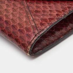 Pre Owned Cartier Burgundy Snakeskin Envelope Flap Wallet
