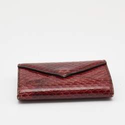 Pre Owned Cartier Burgundy Snakeskin Envelope Flap Wallet