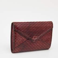 Pre Owned Cartier Burgundy Snakeskin Envelope Flap Wallet