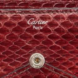 Pre Owned Cartier Burgundy Snakeskin Envelope Flap Wallet