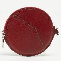 Pre Owned Cariter Red Leather Round Coin Purse