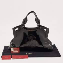 Pre Owned Cartier Black Patent Leather Medium Marcello de Cartier Bag