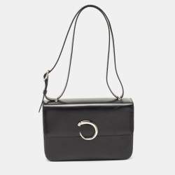 مملوكة مسبقًا Cartier Black Glossy Leather Panthere Shoulder Bag