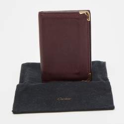 Pre Owned Cartier Burgundy Leather Must De Cartier Card Holder