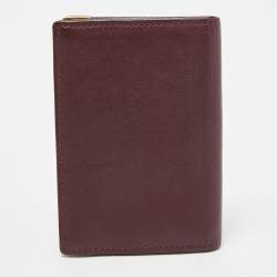 Pre Owned Cartier Burgundy Leather Must De Cartier Card Holder