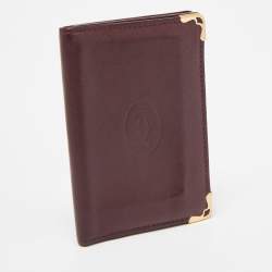 Pre Owned Cartier Burgundy Leather Must De Cartier Card Holder