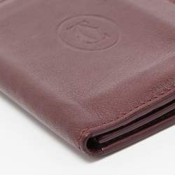 Pre Owned Cartier Burgundy Leather Must De Cartier Card Holder