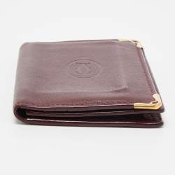 Pre Owned Cartier Burgundy Leather Must De Cartier Card Holder